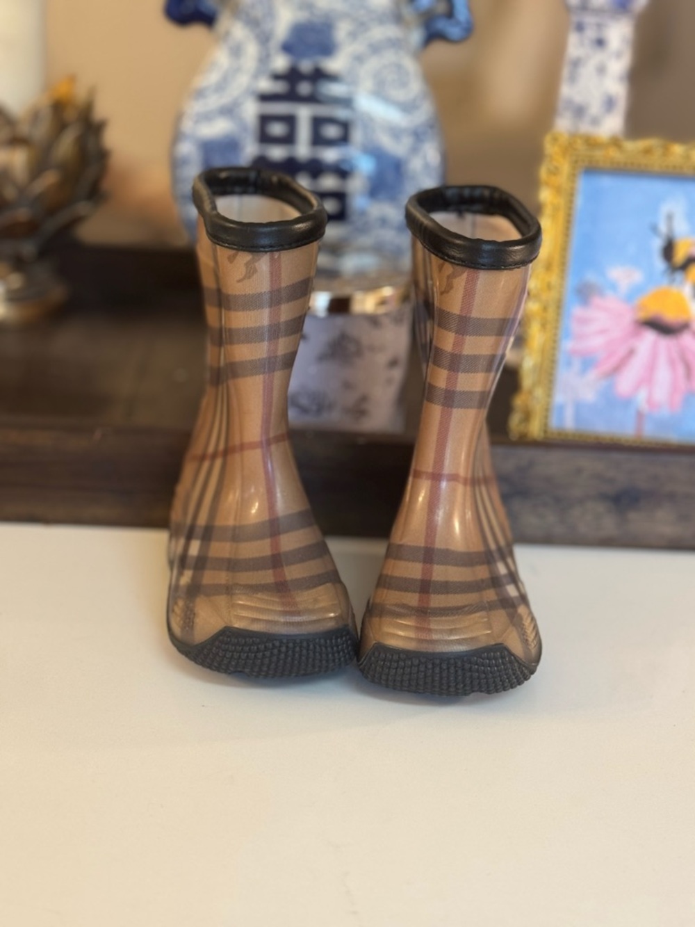🖤🤎 TODDLER BURBERRY HAYMARKET RUBBER RAIN BOOTS!